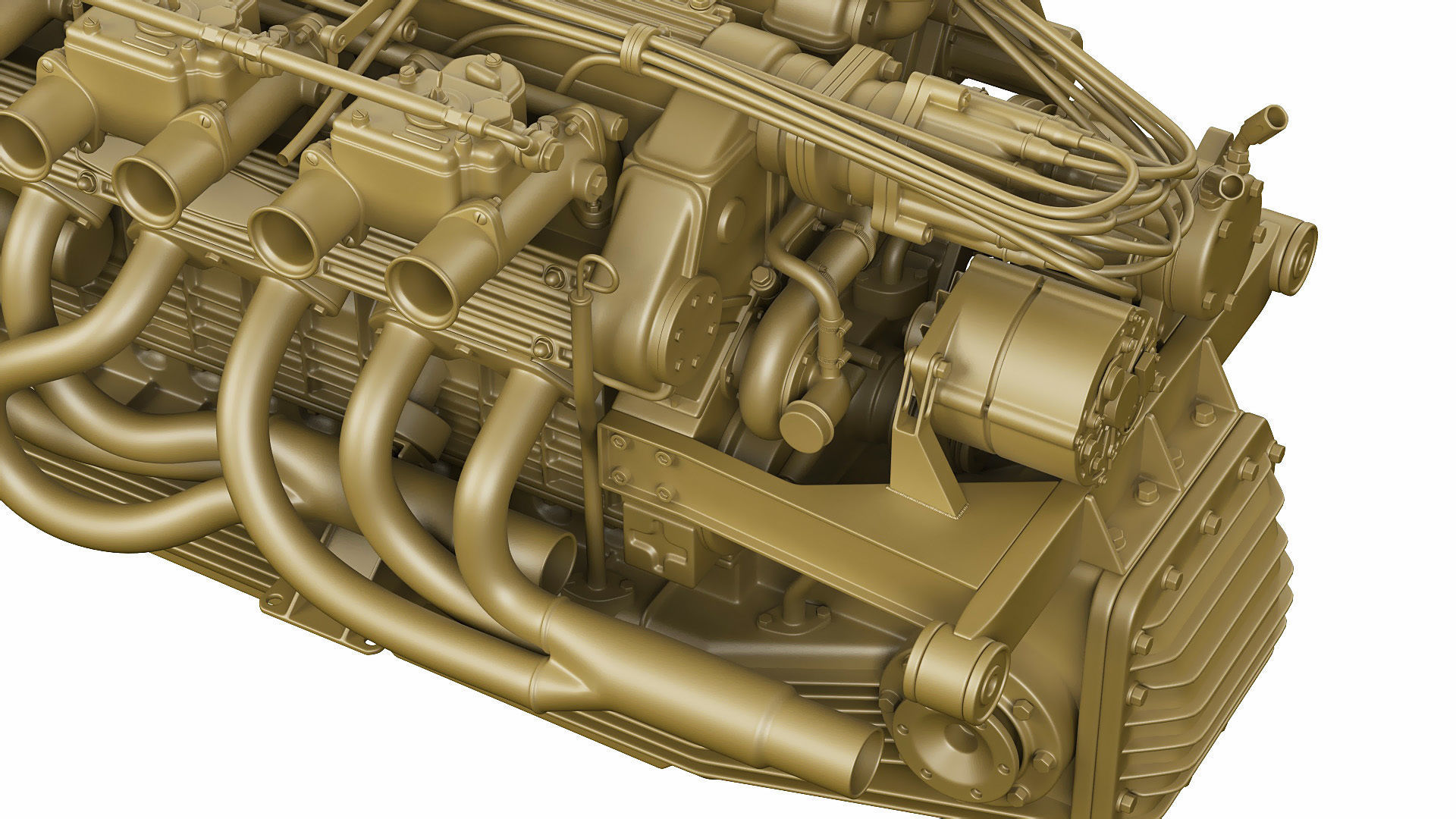 V12 engine with gearbox 3D model_34