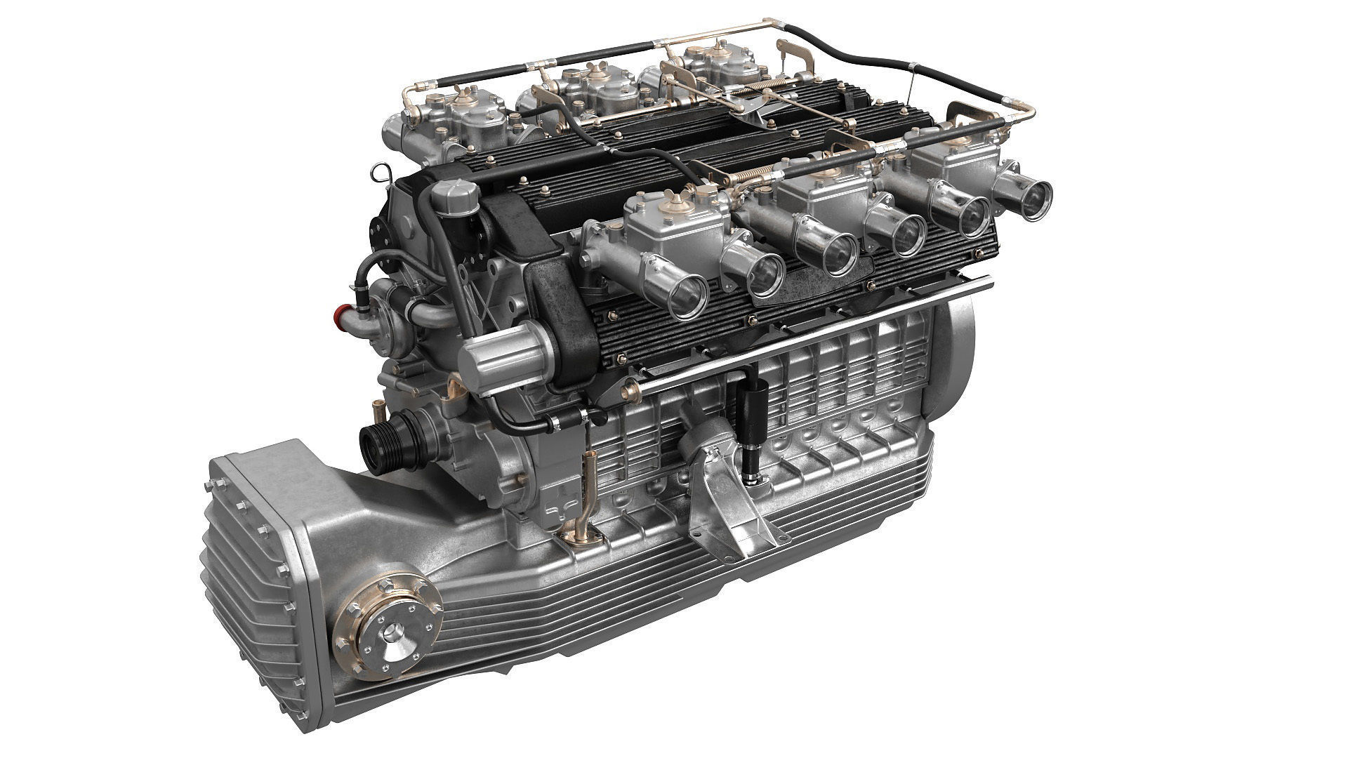 V12 engine with gearbox 3D model_8