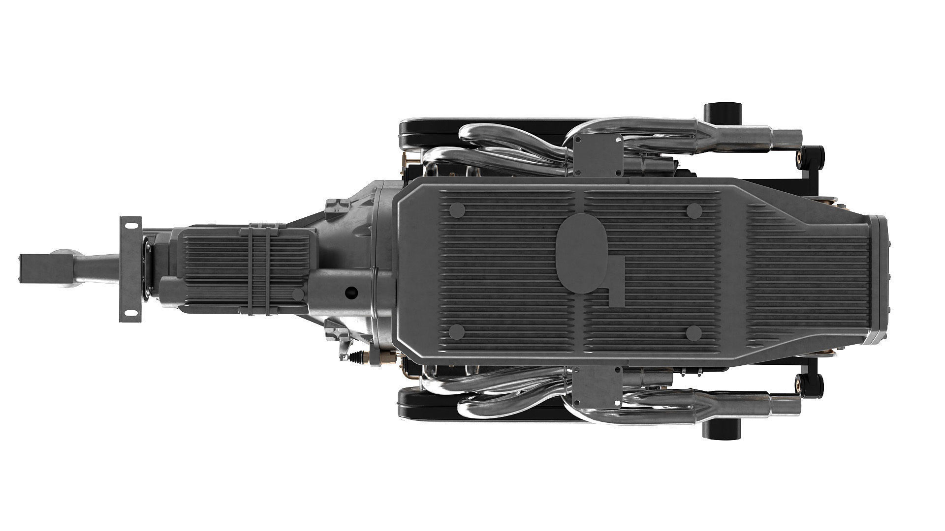 V12 engine with gearbox 3D model_15
