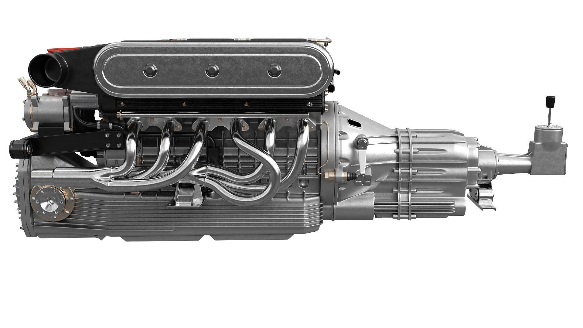 V12 engine with gearbox 3D model_10