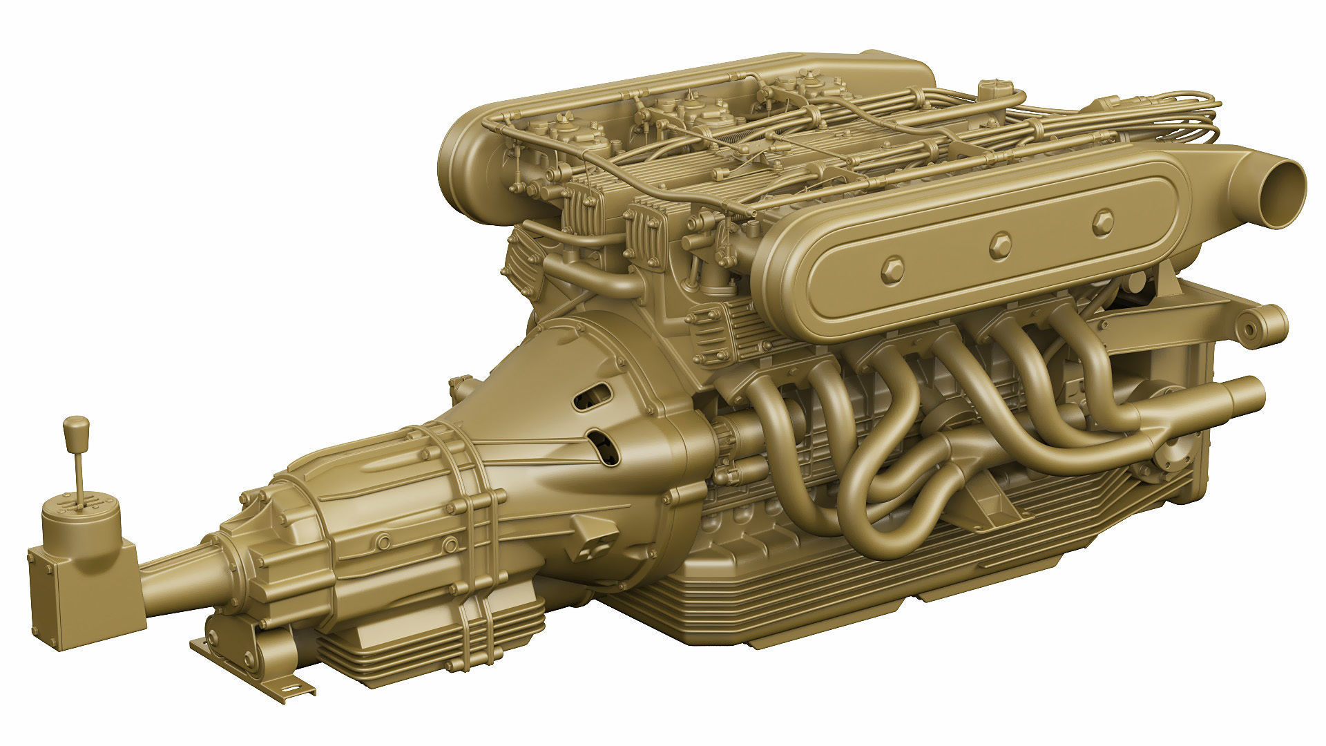 V12 engine with gearbox 3D model_30