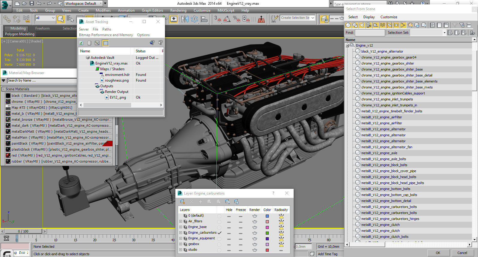 V12 engine with gearbox 3D model_38