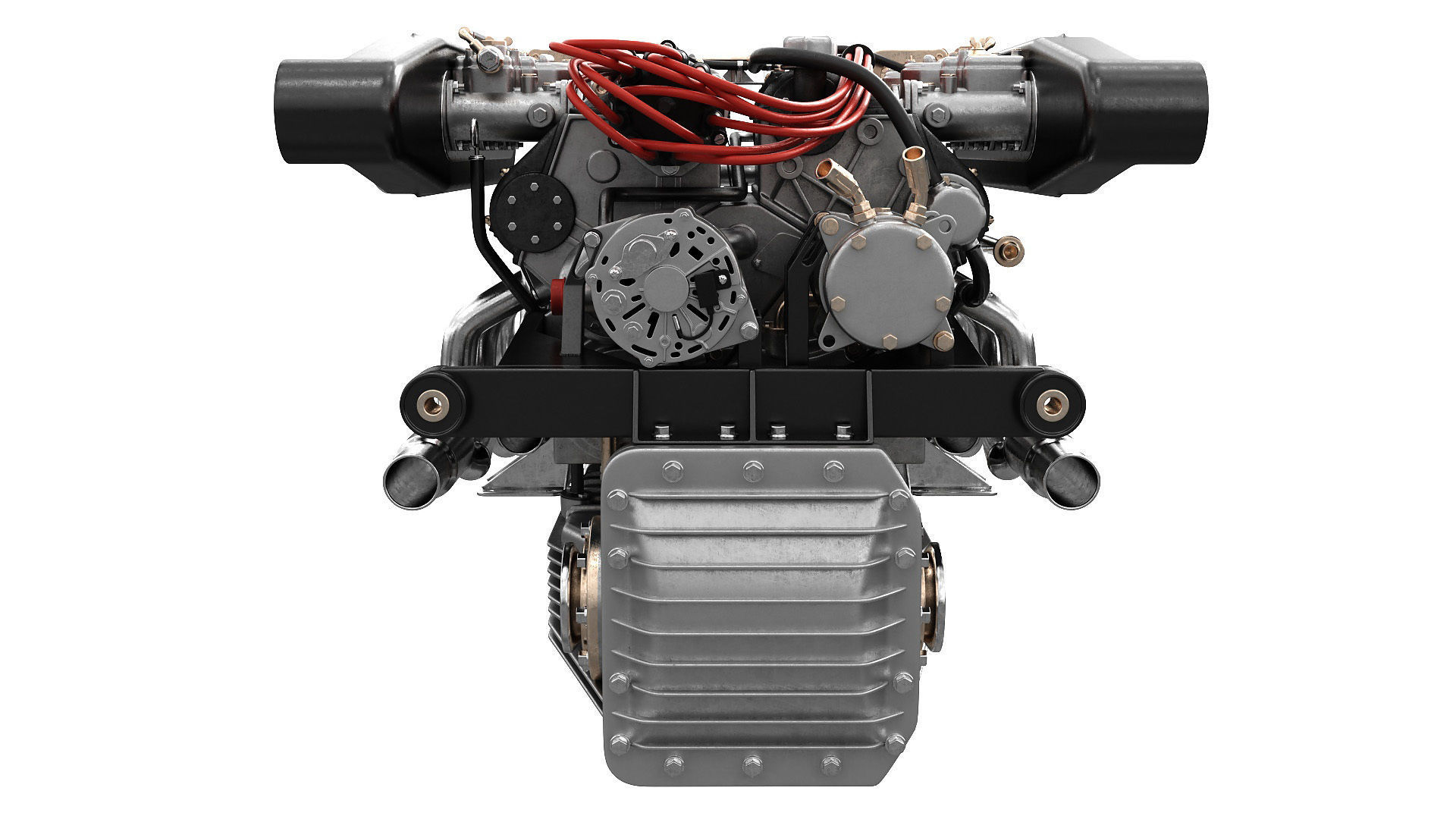 V12 engine with gearbox 3D model_13