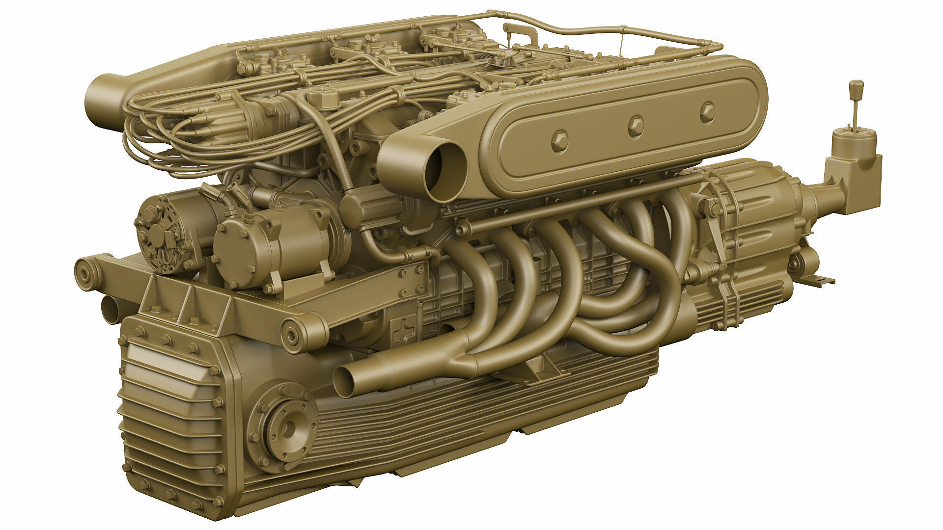 V12 engine with gearbox 3D model_31