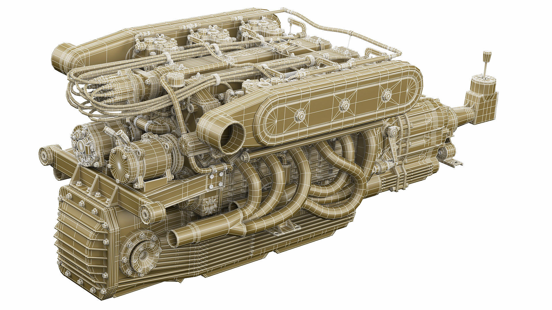 V12 engine with gearbox 3D model_36