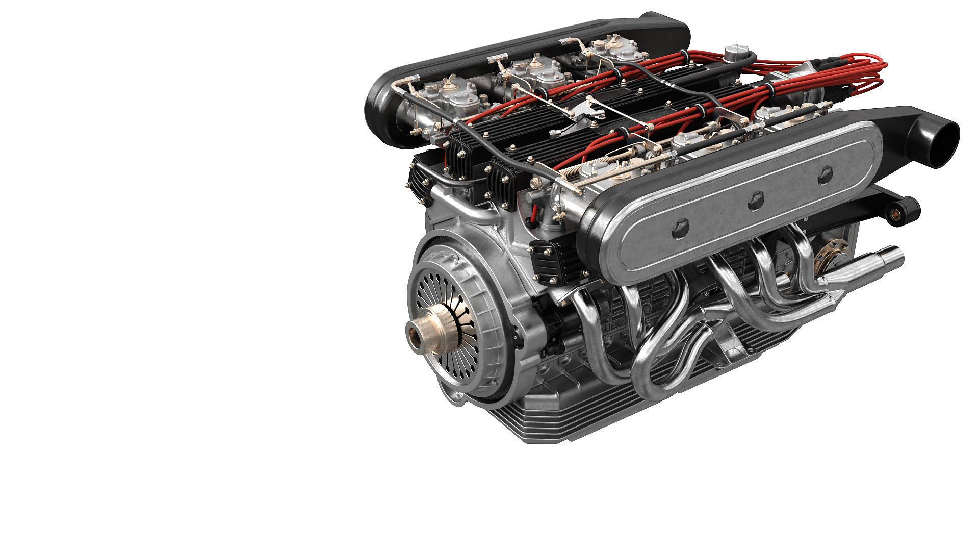 V12 engine with gearbox 3D model_3