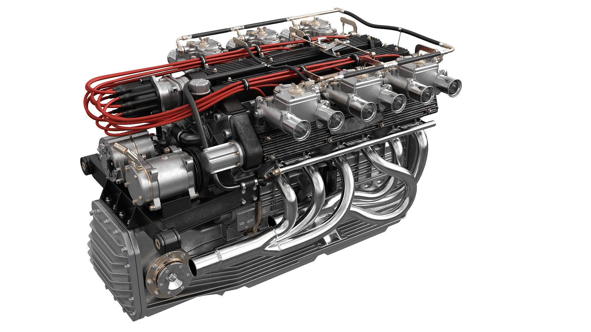 V12 engine with gearbox 3D model_7