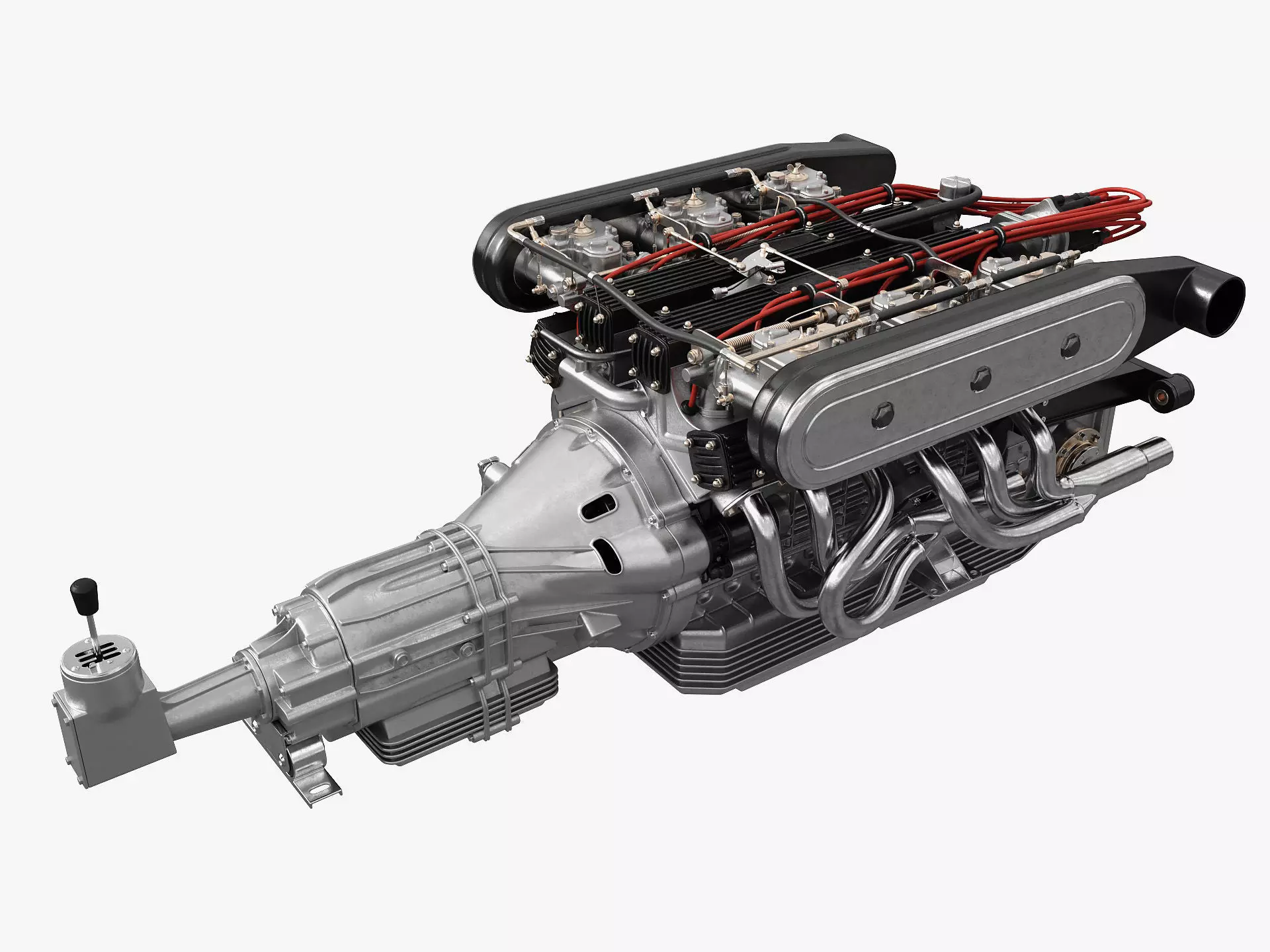 V12 engine with gearbox 3D model_0