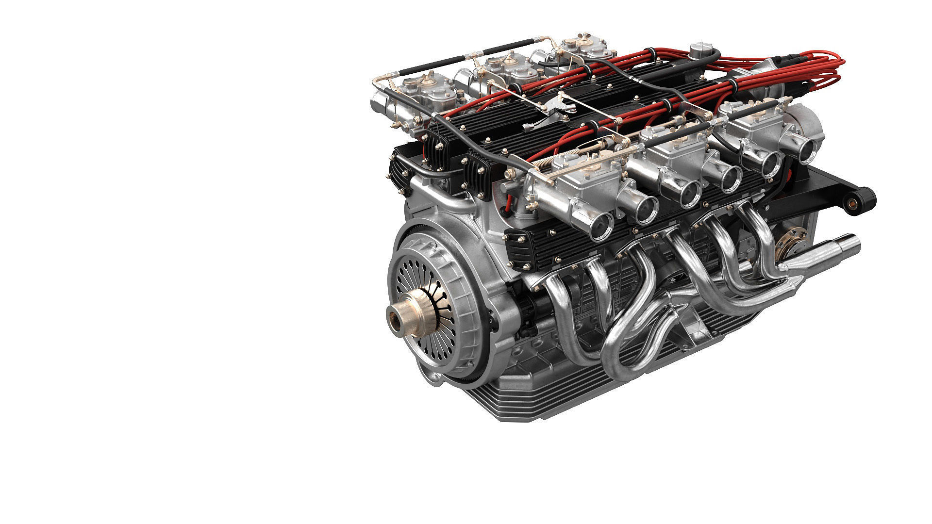 V12 engine with gearbox 3D model_4