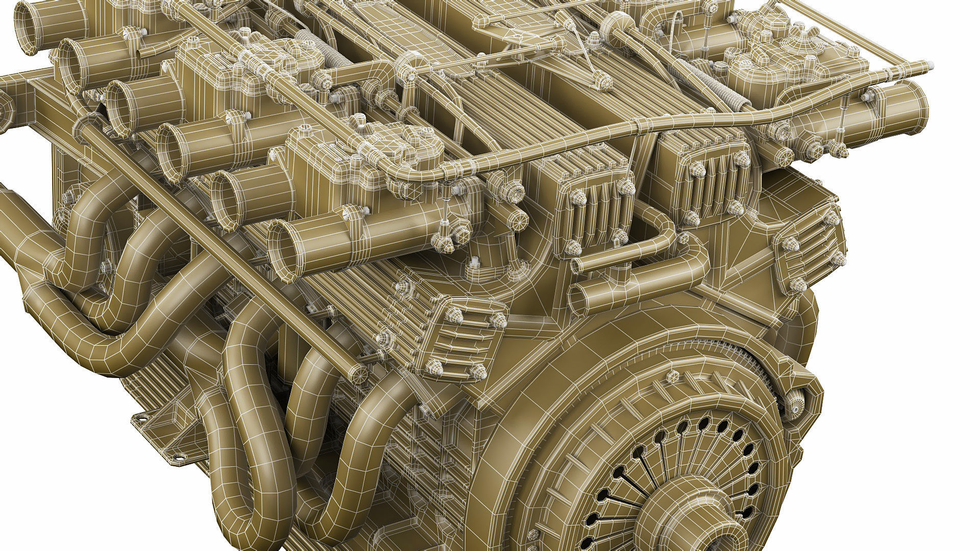 V12 engine with gearbox 3D model_37