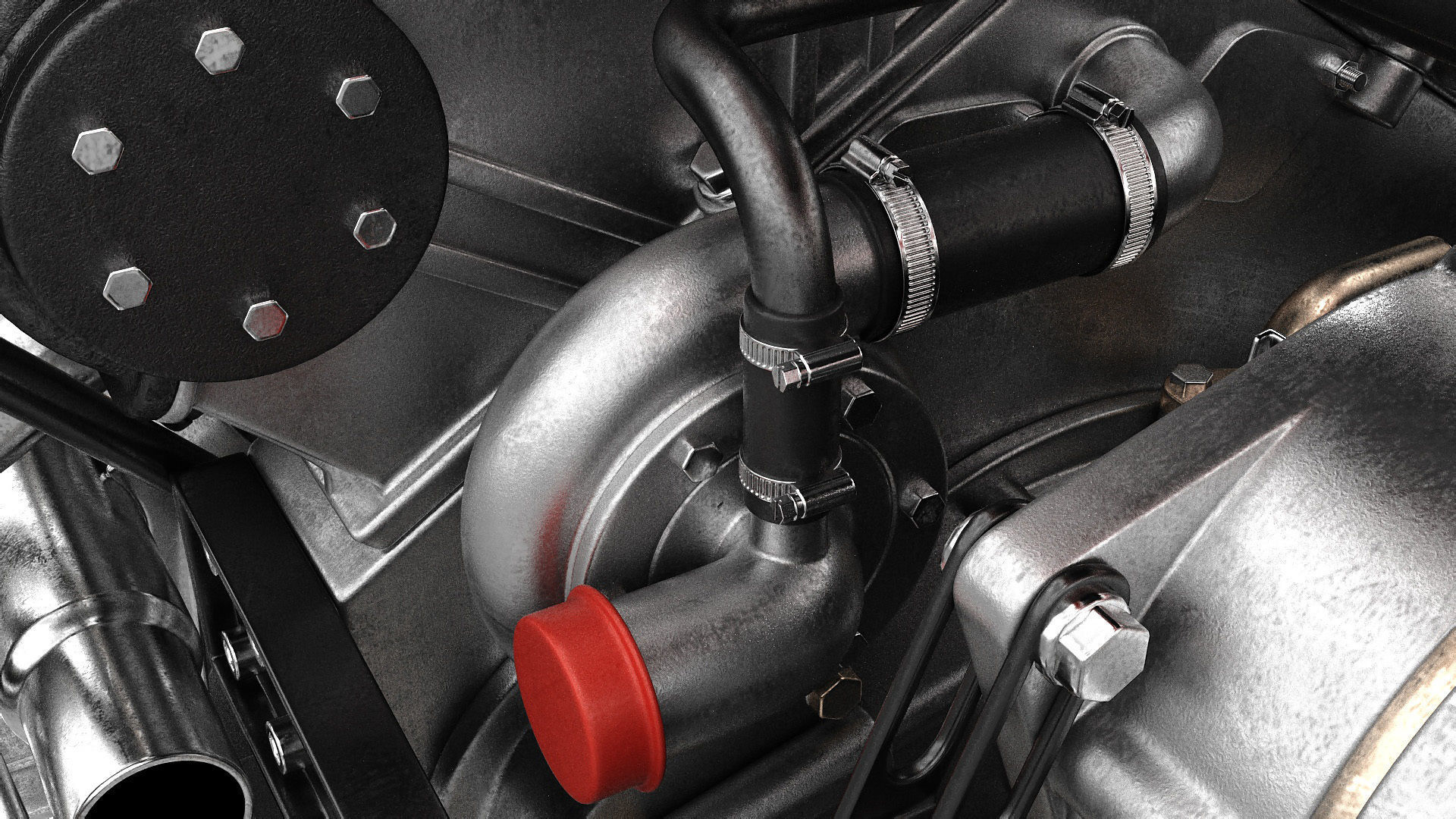 V12 engine with gearbox 3D model_27