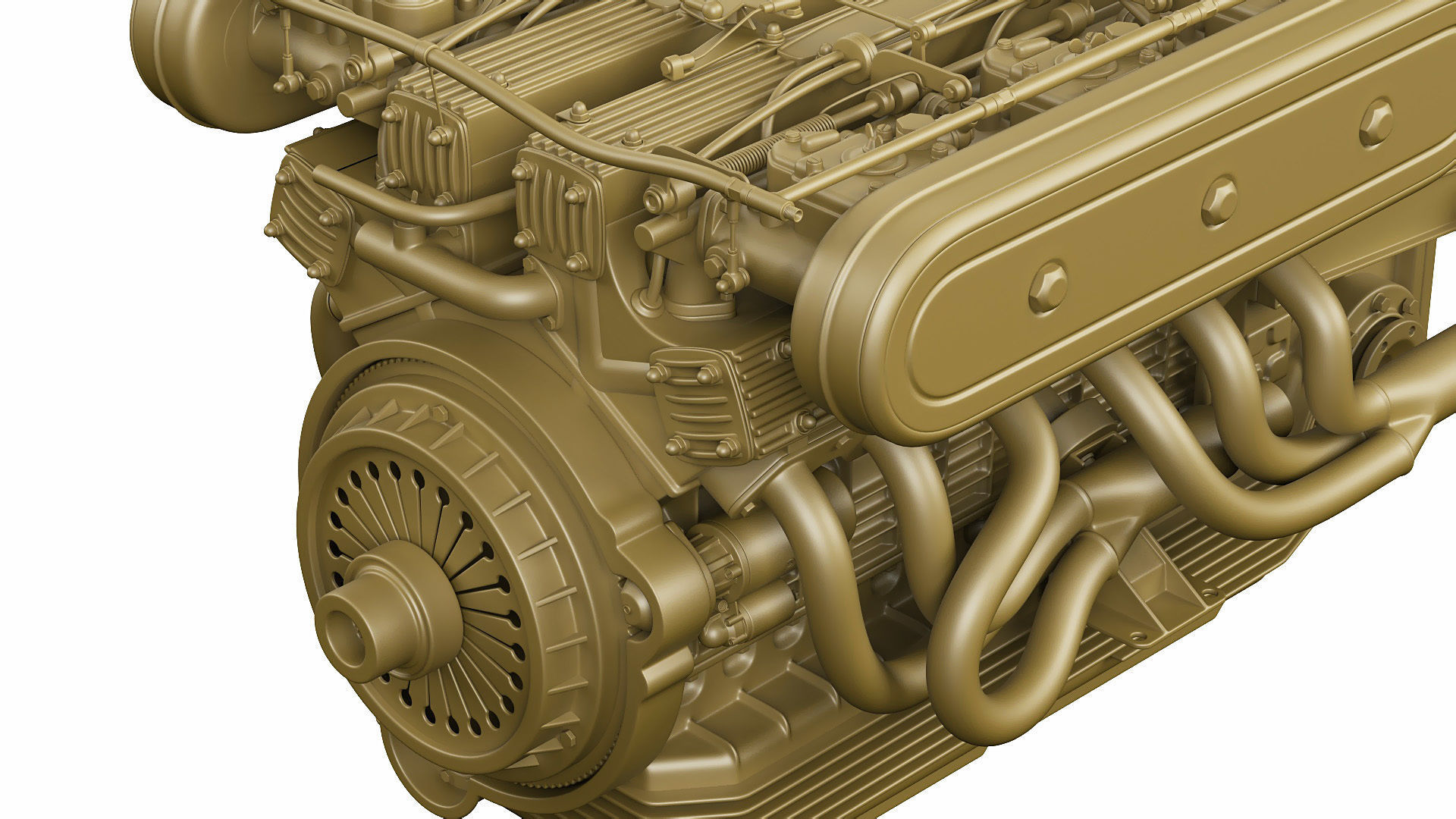 V12 engine with gearbox 3D model_33