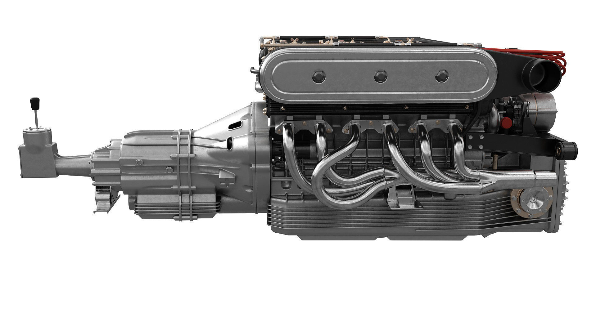 V12 engine with gearbox 3D model_9