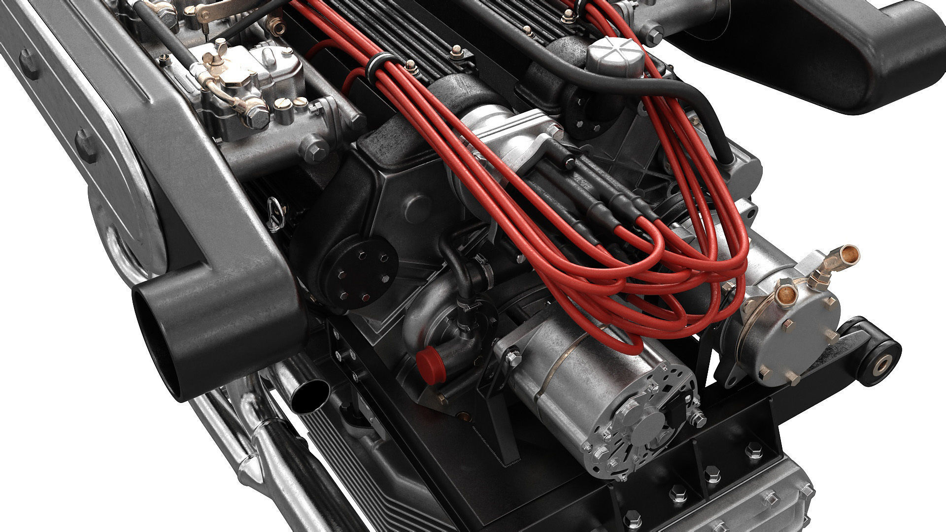 V12 engine with gearbox 3D model_25