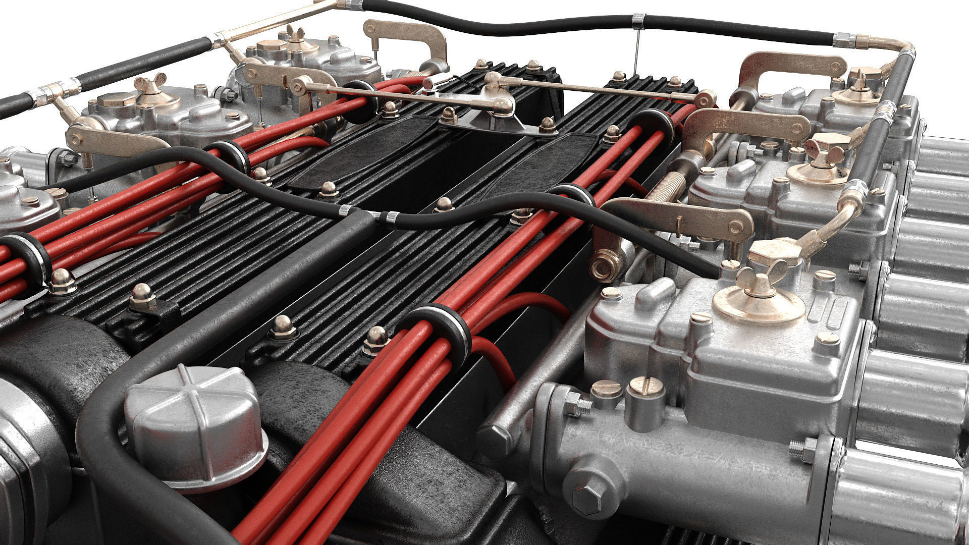 V12 engine with gearbox 3D model_24