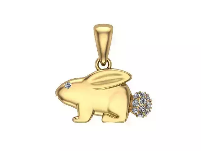 Golden Rabbit with Diamonds Pendant
