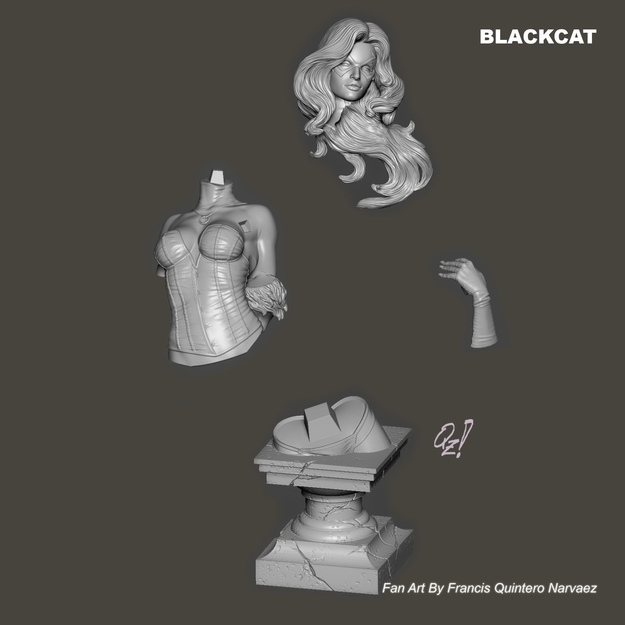 Blackcat Bust Special version  3D print model_4