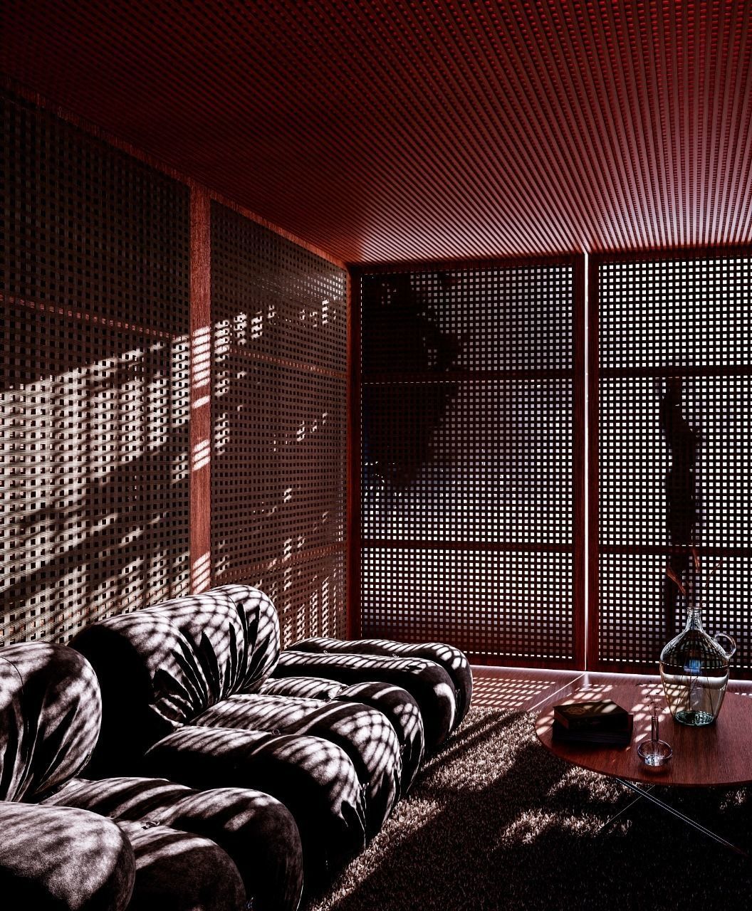 Living room with couch and coffe table 3D model_4