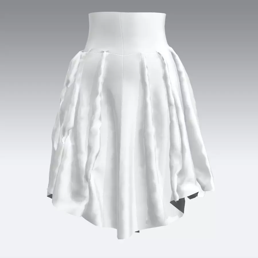 SKIRT WHITE COLOR LOOK FASHION 3D model_0