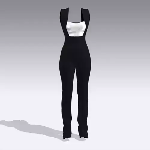 JUMPSUIT BLACK AND WHITE TWO COLOR LOOK 3D model