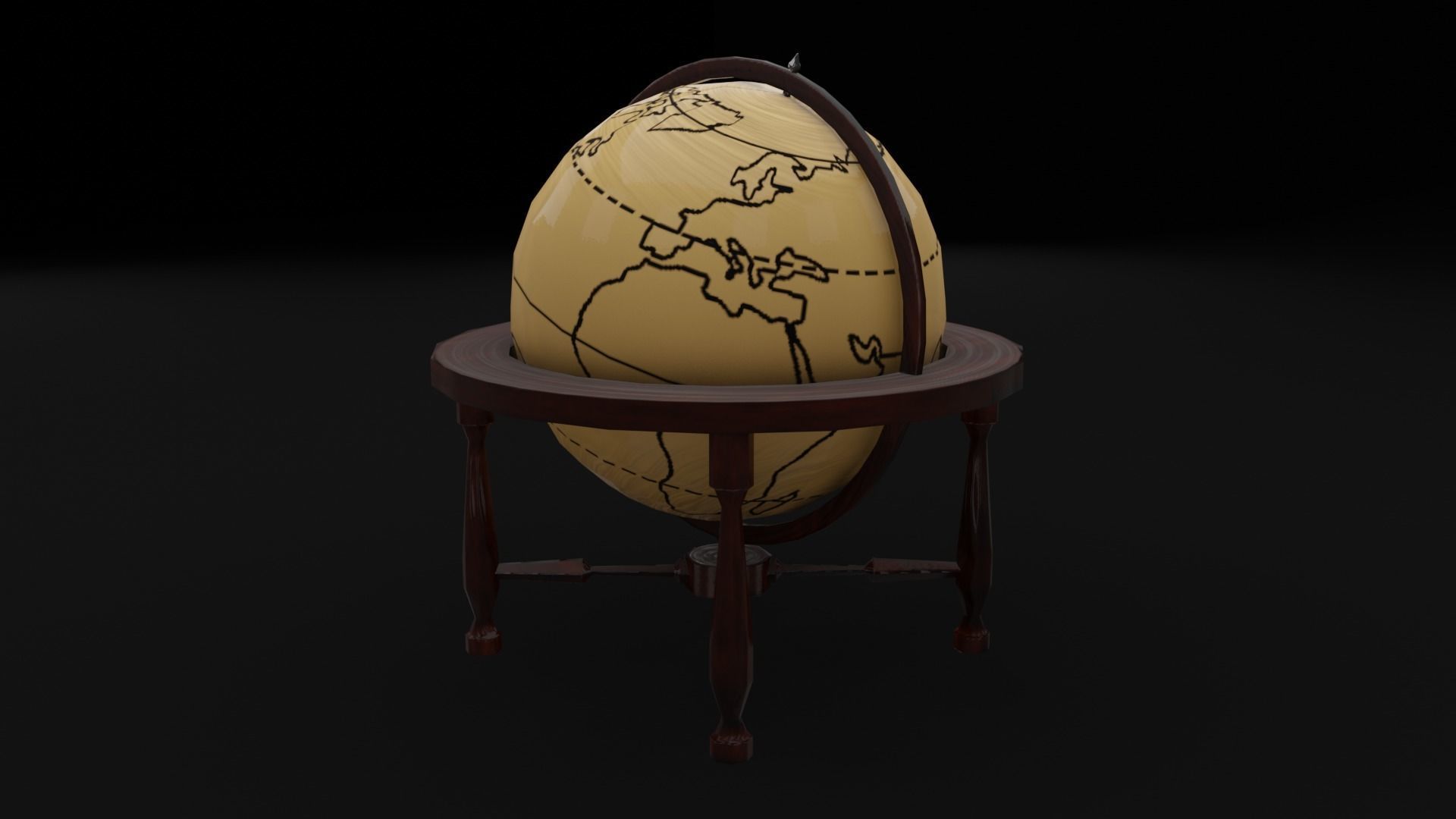 School Terrestrial Globe Low-poly 3D model_2