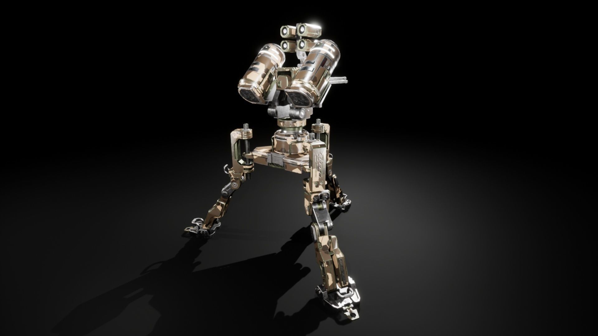 Scifi Automated Turret Minigun and Rocket Missile Launcher - UE4 Low-poly 3D model_9