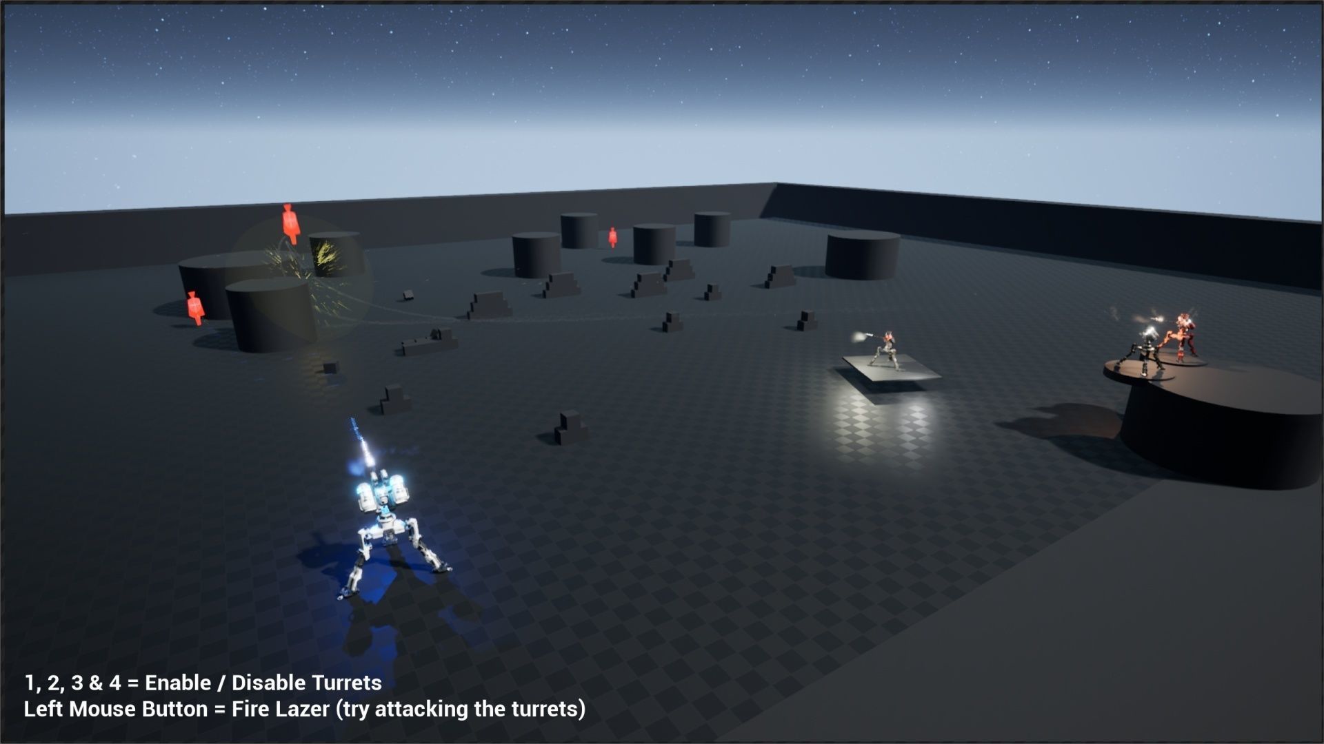 Scifi Automated Turret Minigun and Rocket Missile Launcher - UE4 Low-poly 3D model_12