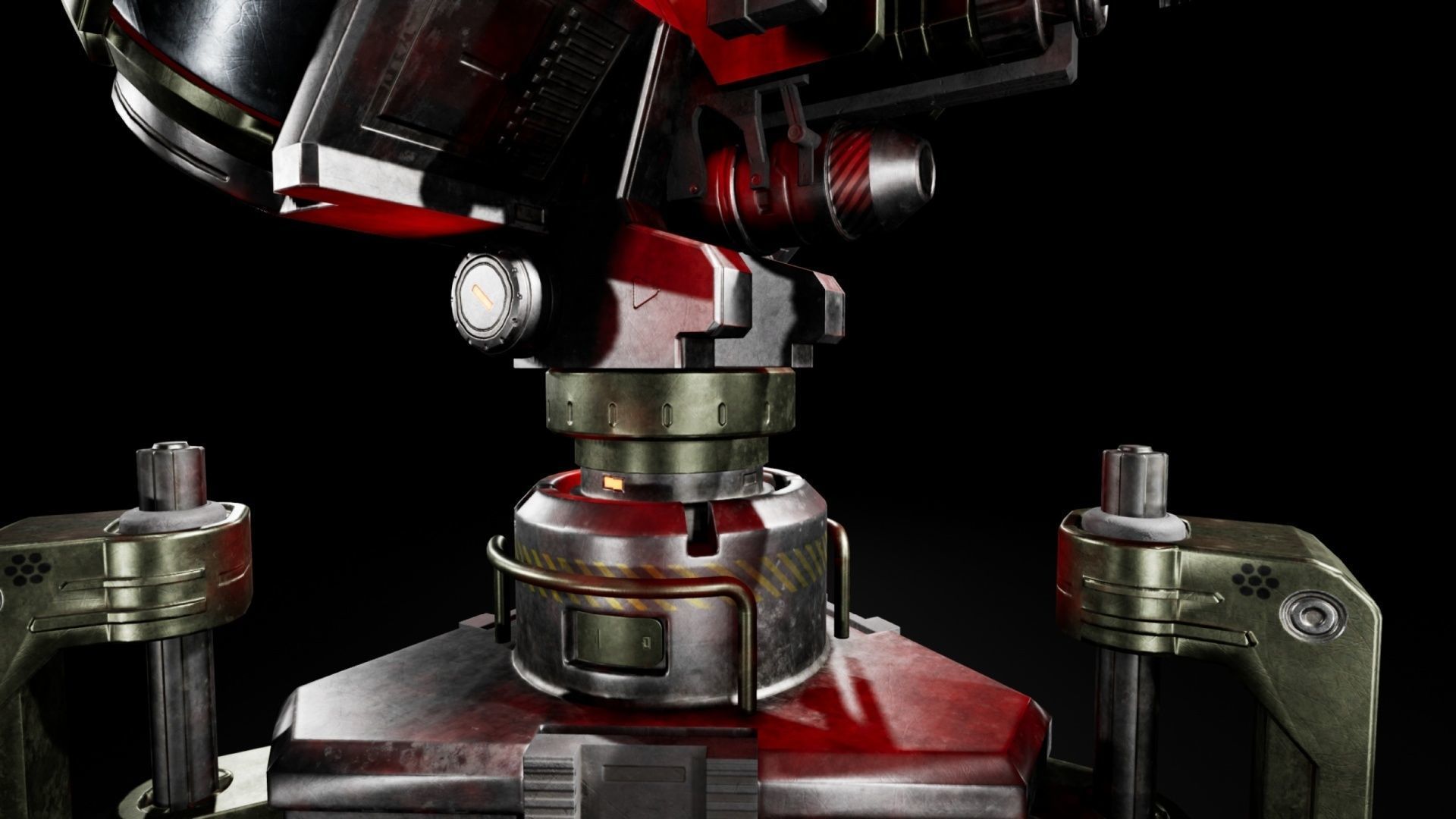 Scifi Automated Turret Minigun and Rocket Missile Launcher - UE4 Low-poly 3D model_6