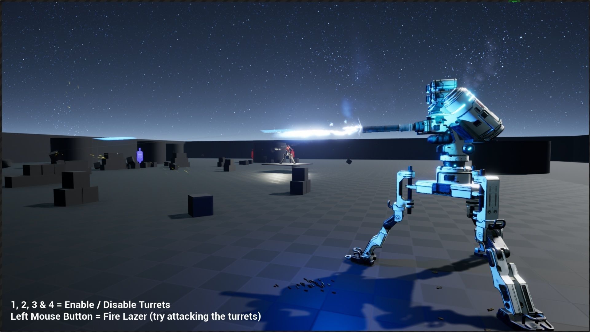 Scifi Automated Turret Minigun and Rocket Missile Launcher - UE4 Low-poly 3D model_10