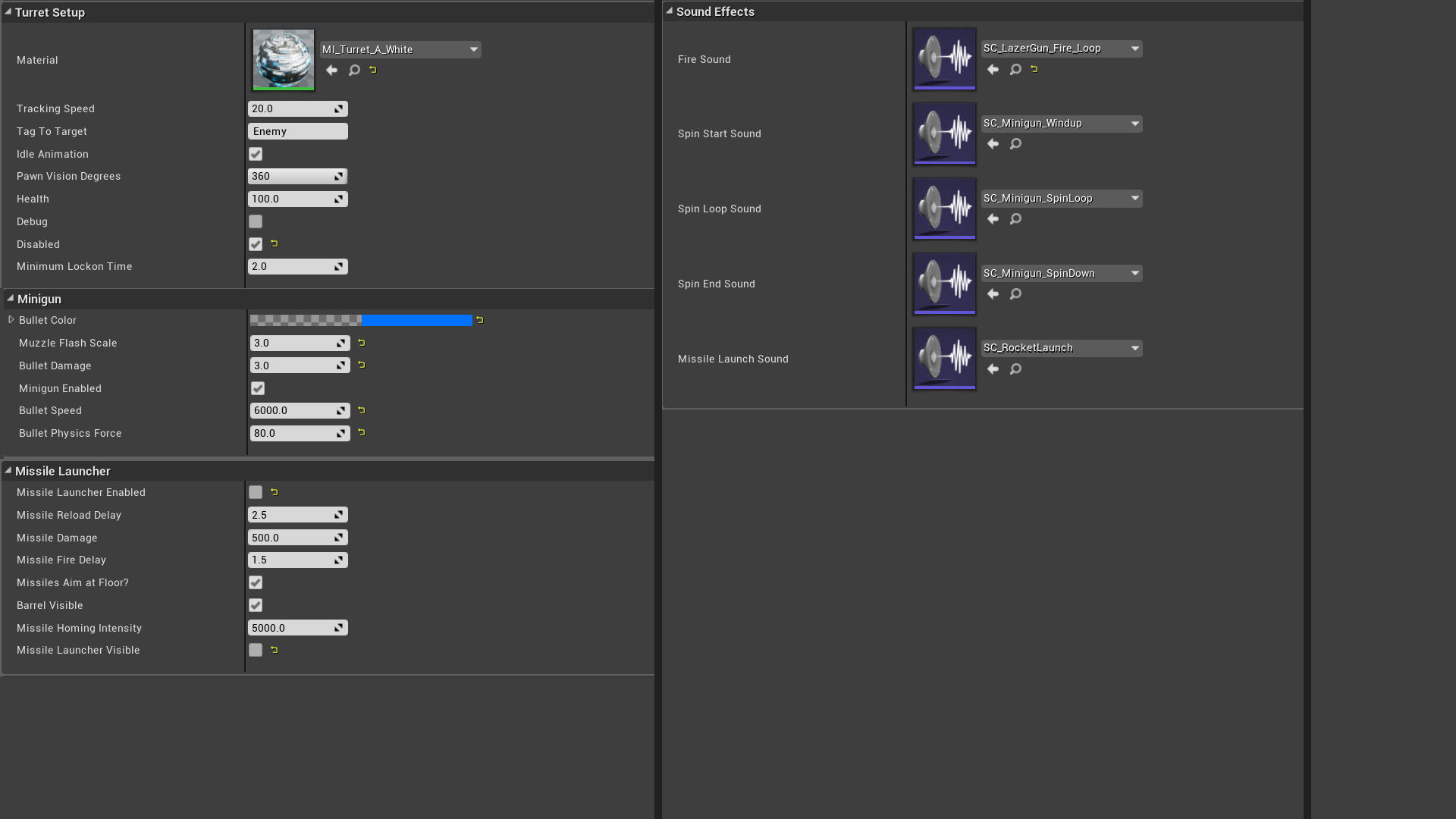 Scifi Automated Turret Minigun and Rocket Missile Launcher - UE4 Low-poly 3D model_13