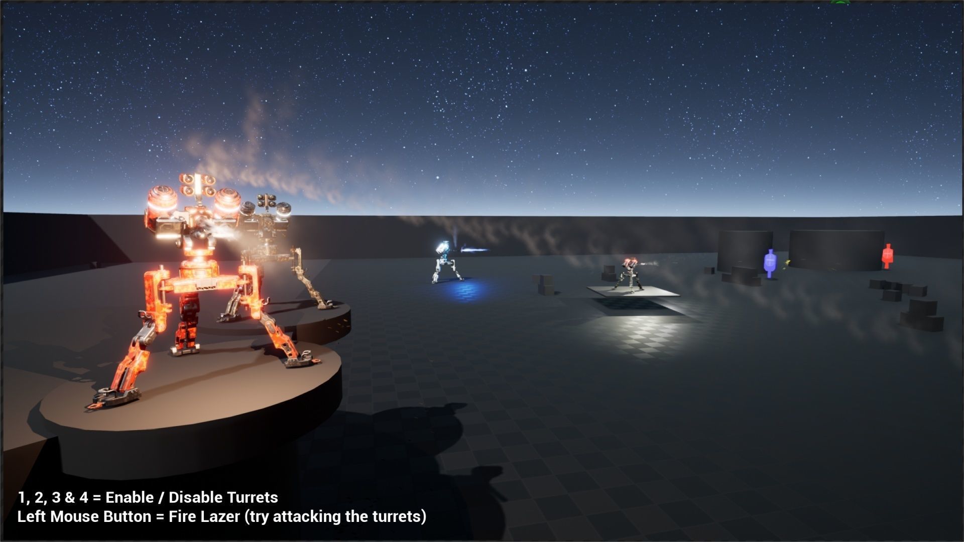 Scifi Automated Turret Minigun and Rocket Missile Launcher - UE4 Low-poly 3D model_11