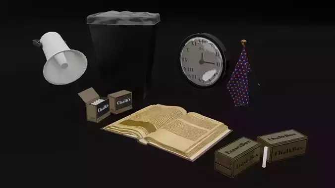 School Classroom Supplies Low-poly 3D model