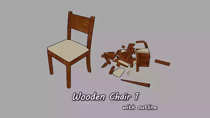 Wooden Chair 1 Low-poly 3D model