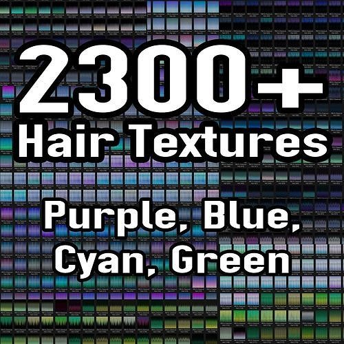 over 2300 Hair Textures in Purple Blue Cyan Green Texture