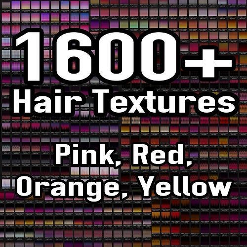 over 1600 Hair Textures in Pink Red Orange Yellow Texture