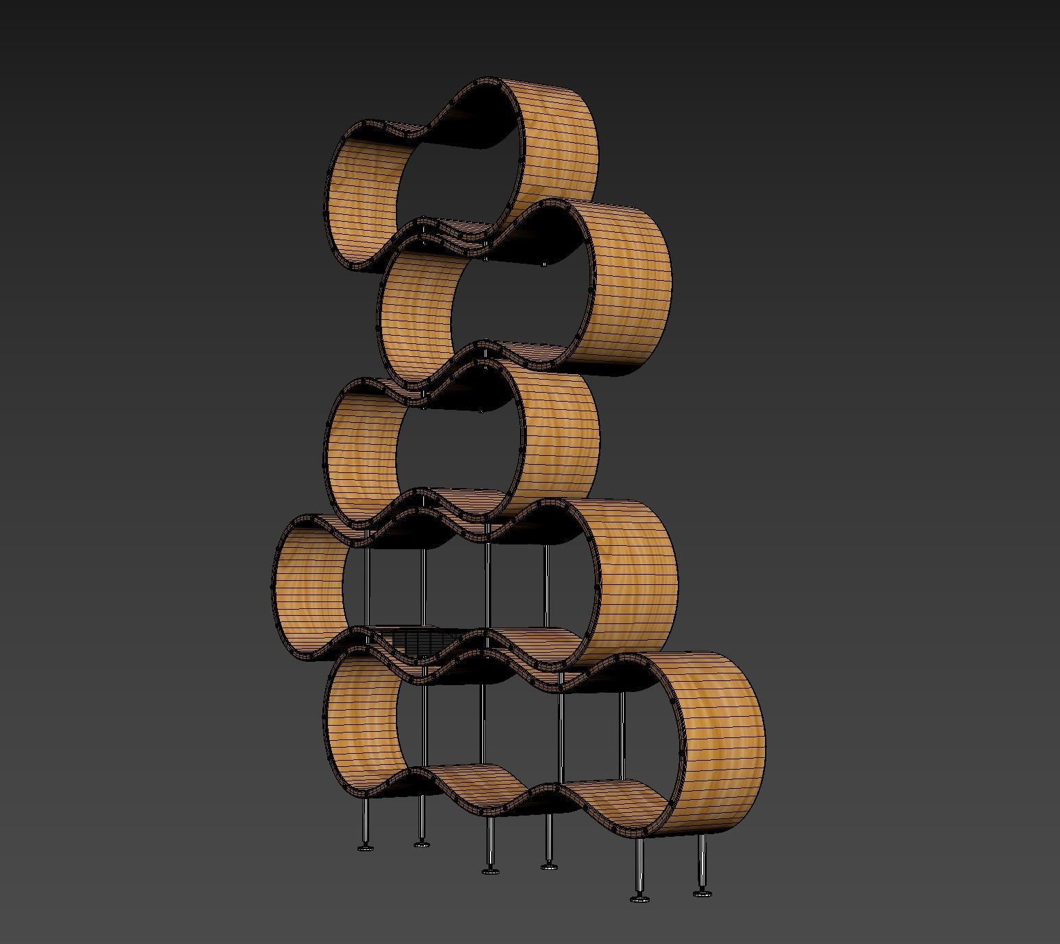 Wavy bookshelf 3D model_9