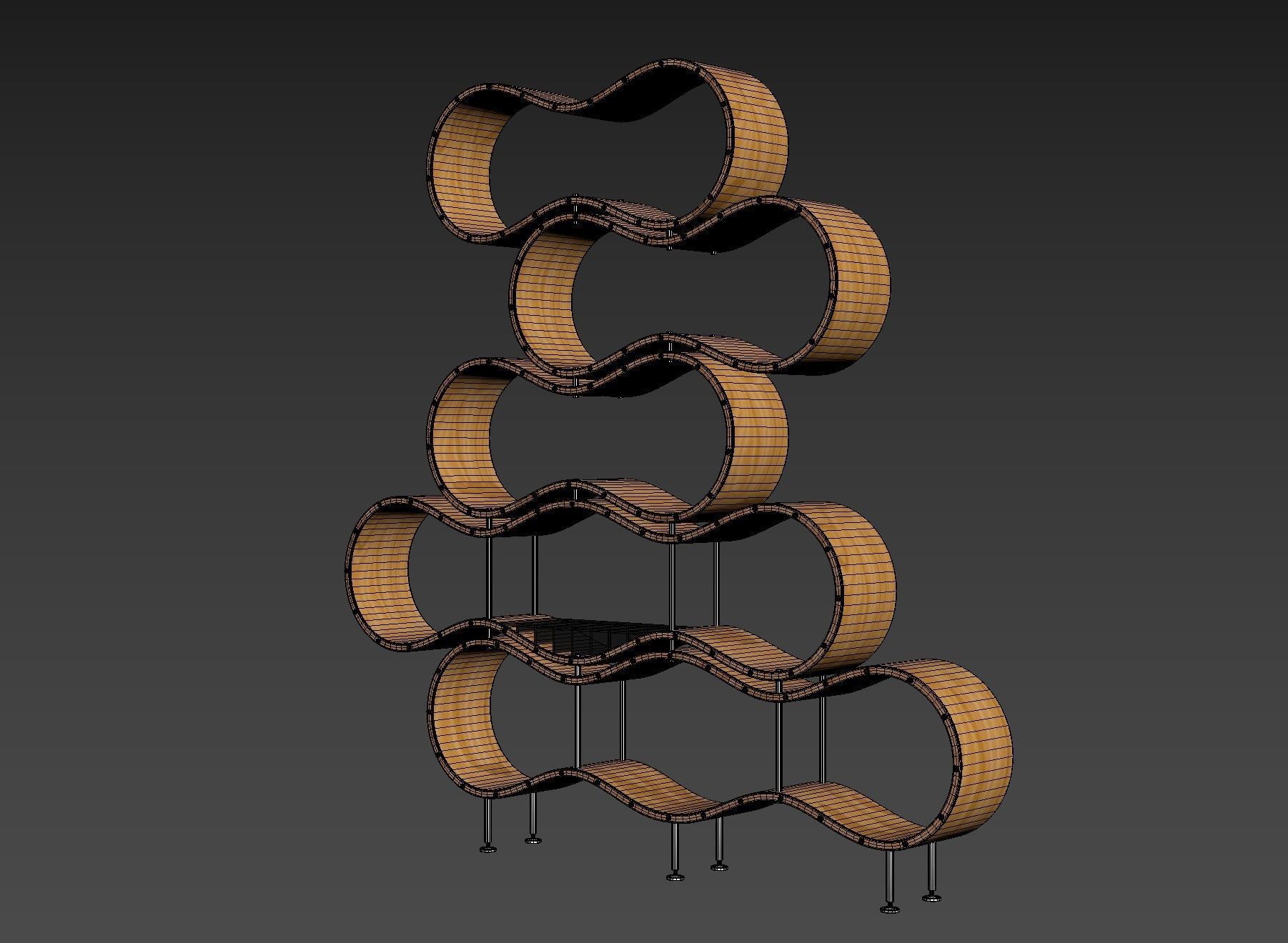Wavy bookshelf 3D model_11