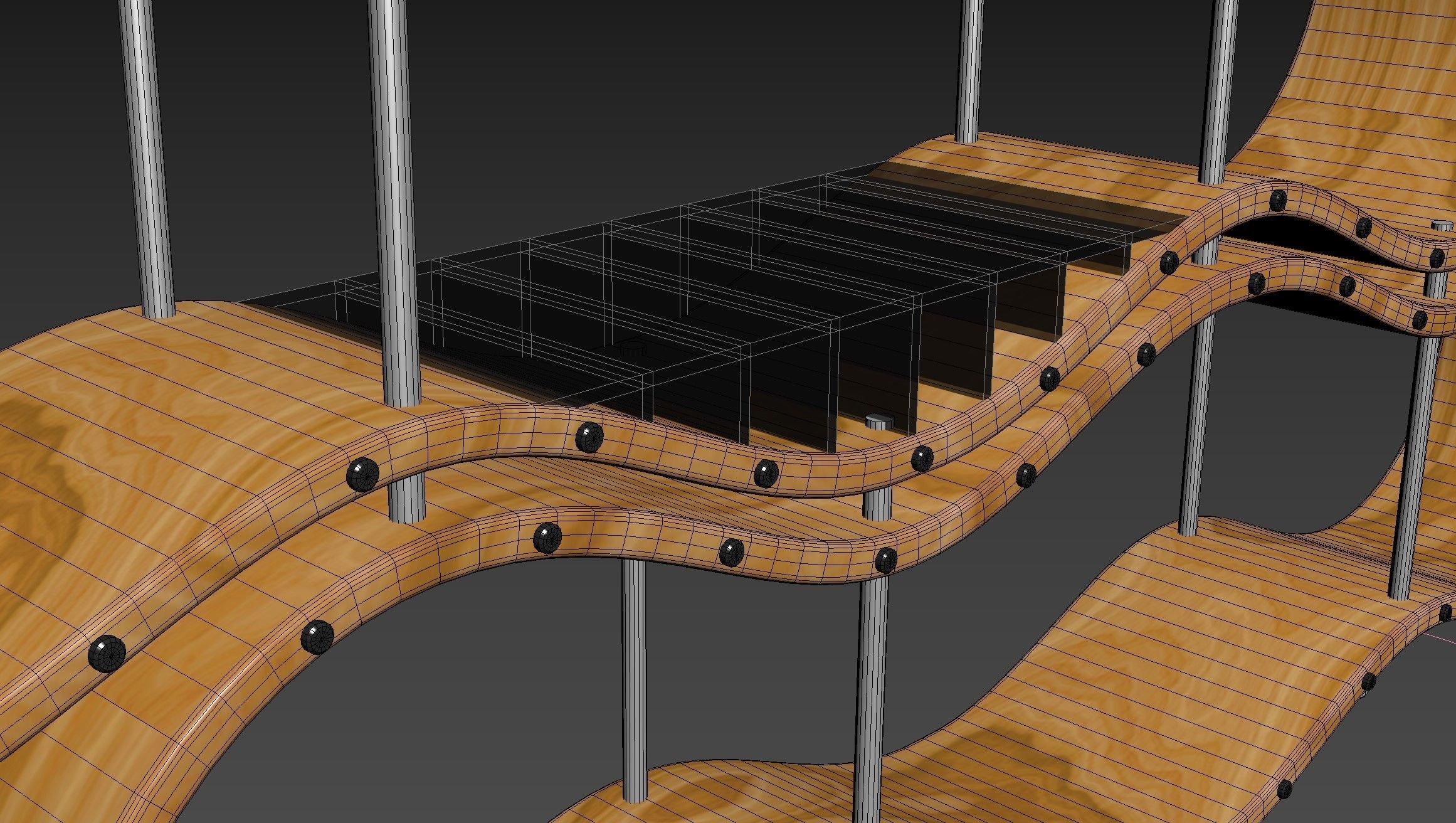 Wavy bookshelf 3D model_17