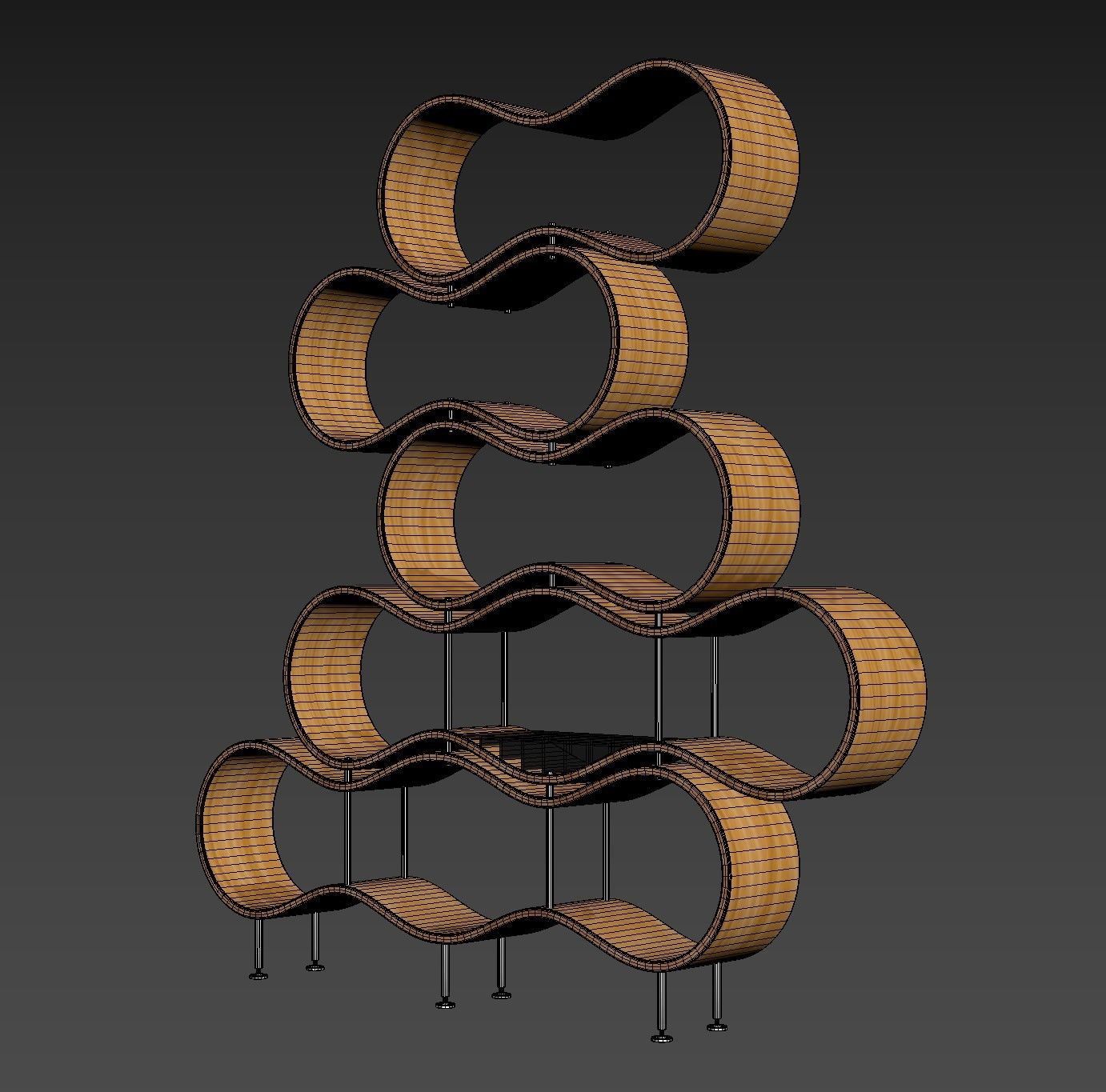 Wavy bookshelf 3D model_13