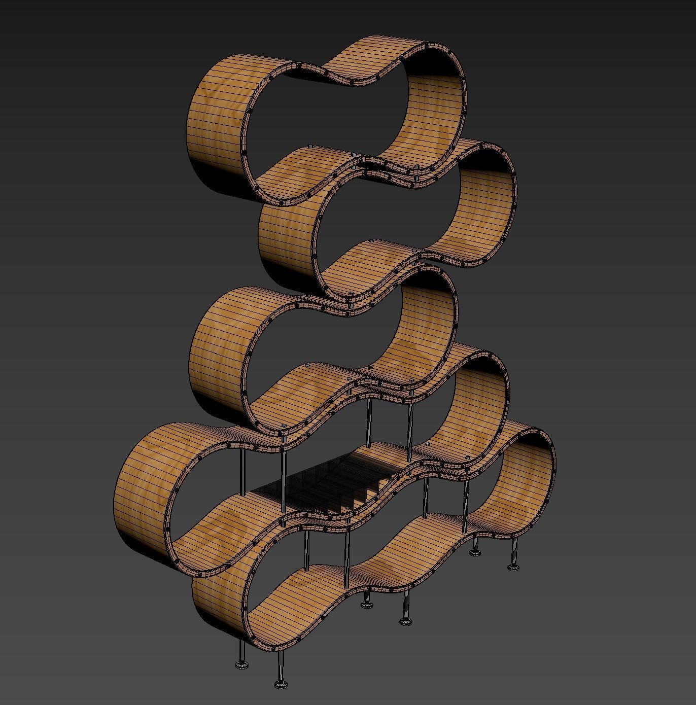 Wavy bookshelf 3D model_15