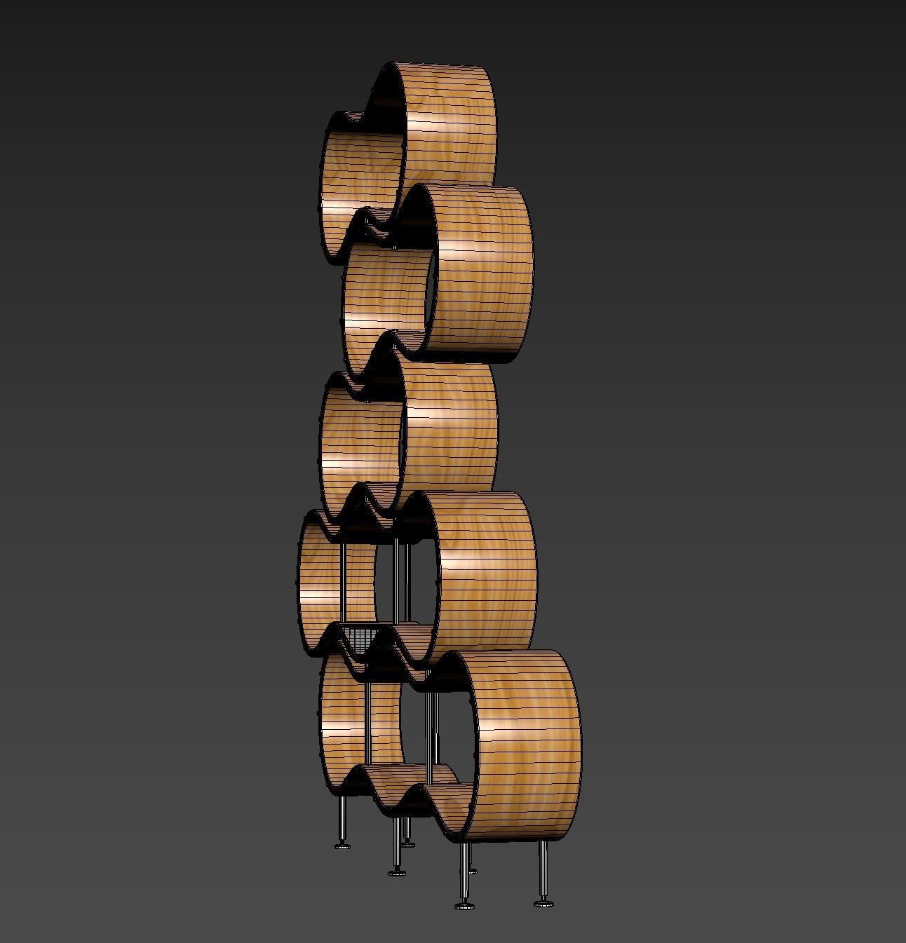 Wavy bookshelf 3D model_7