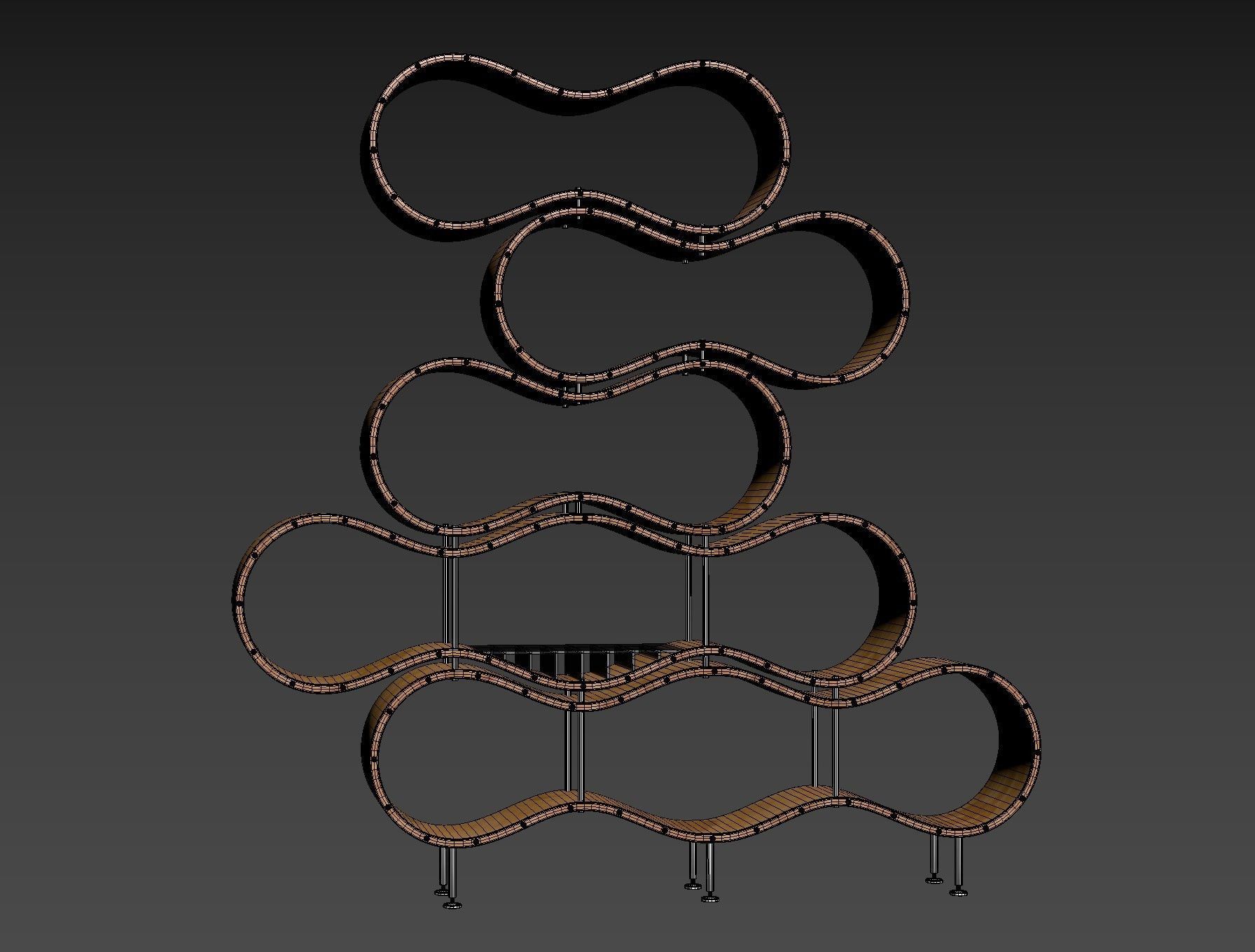 Wavy bookshelf 3D model_3