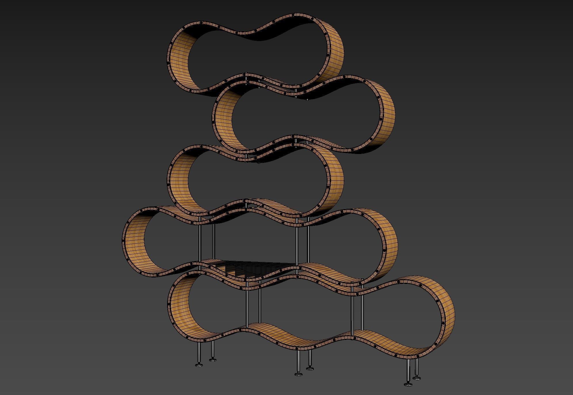 Wavy bookshelf 3D model_5