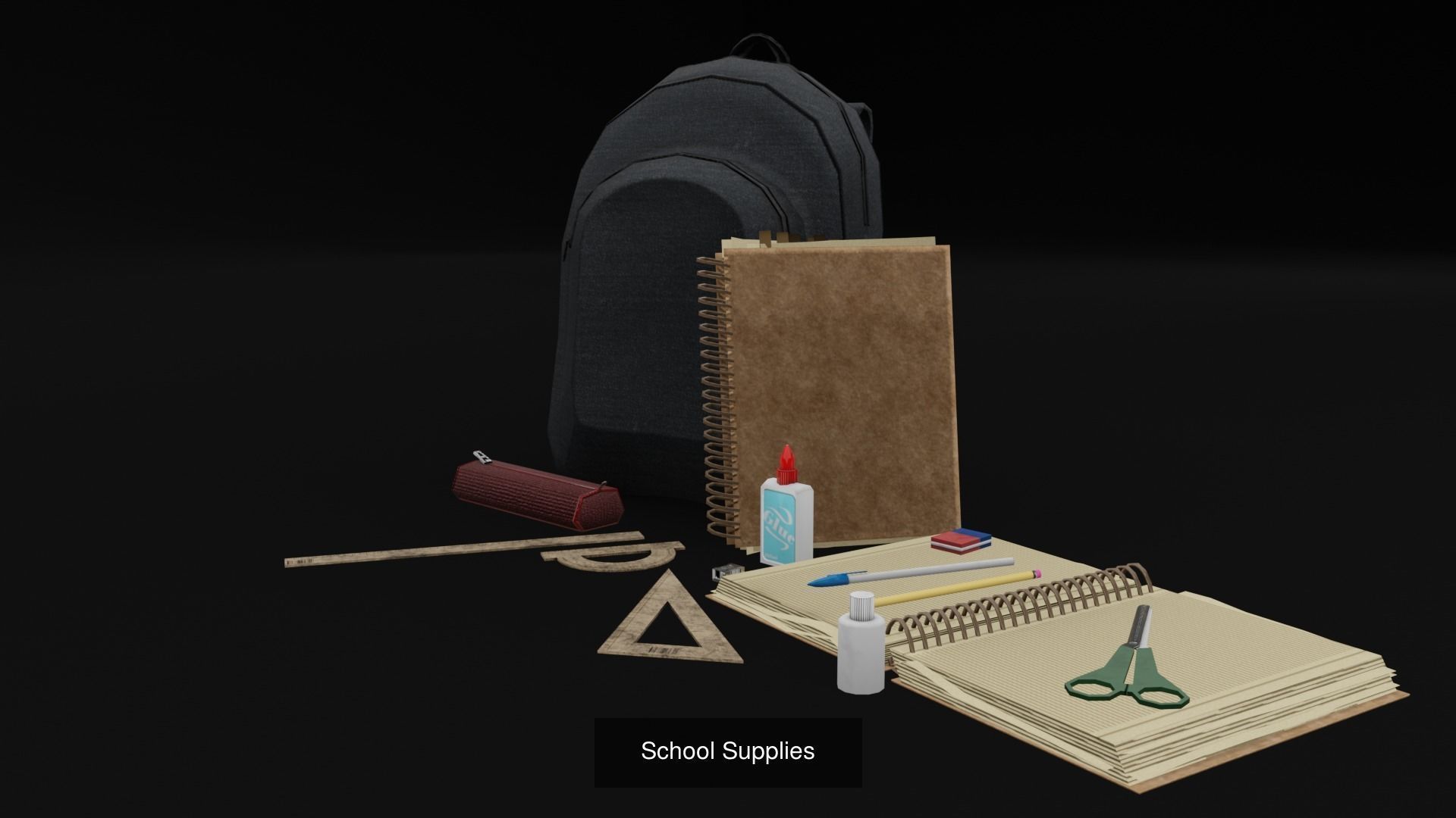 Vintage Classroom Set 3D Model Collection_13