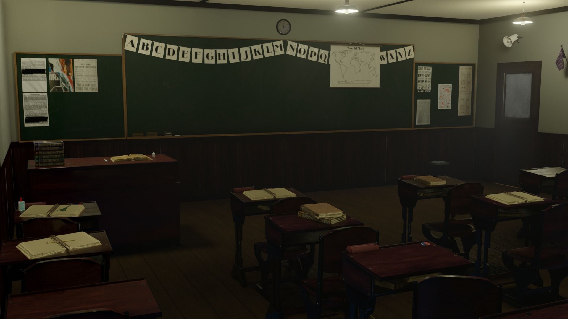 Vintage Classroom Set 3D Model Collection_1