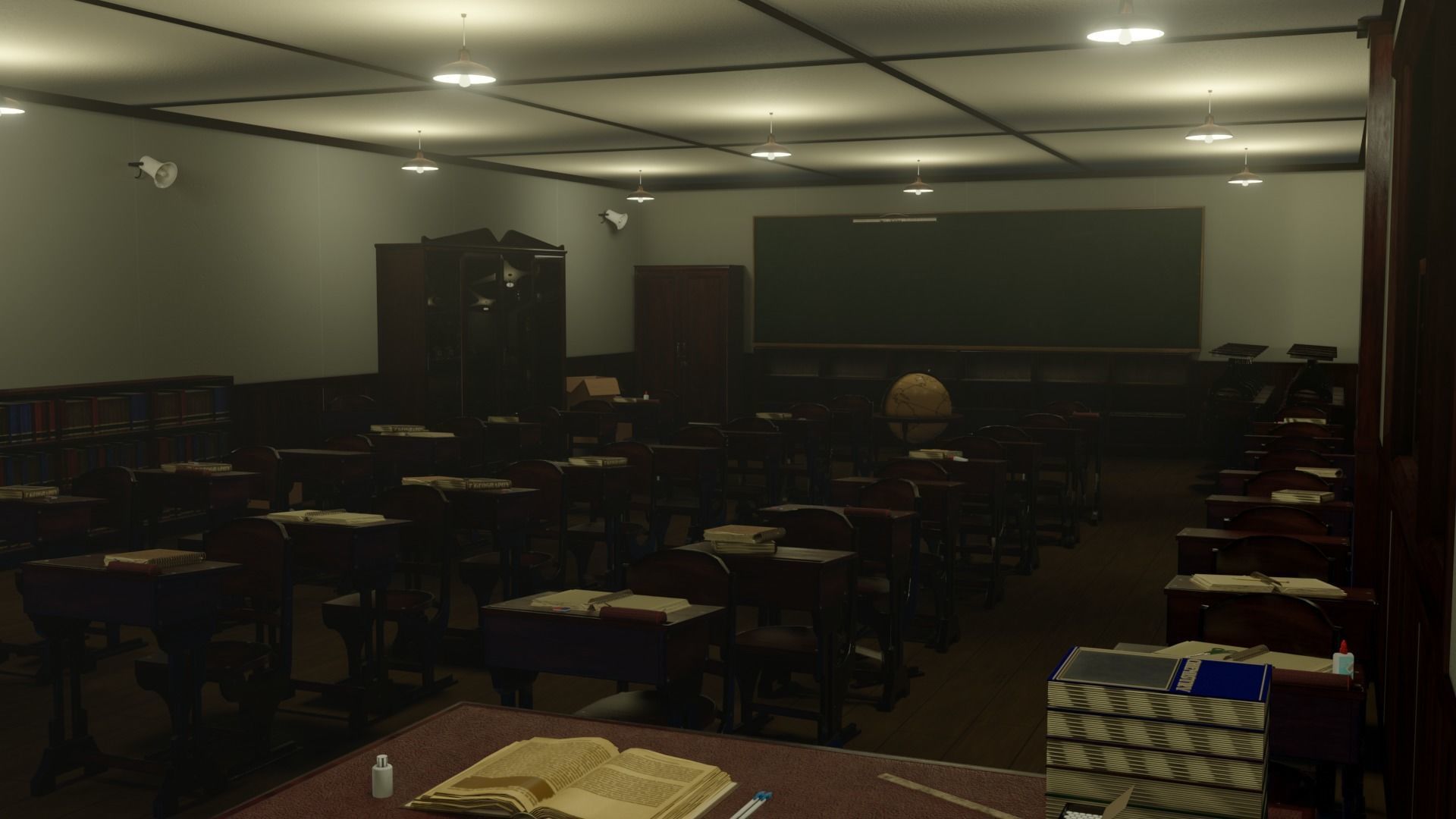 Vintage Classroom Set 3D Model Collection_2