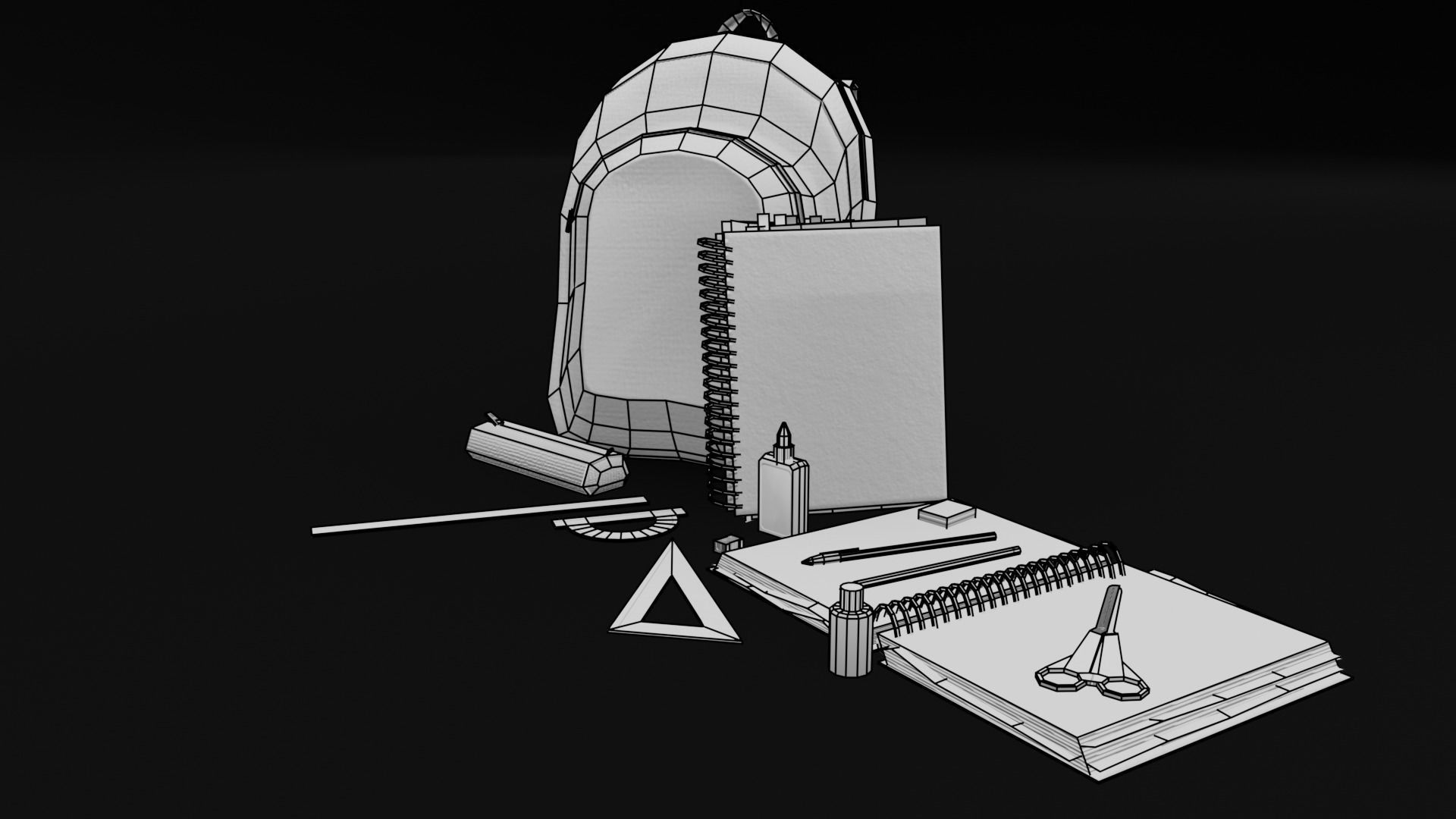Vintage Classroom Set 3D Model Collection_15