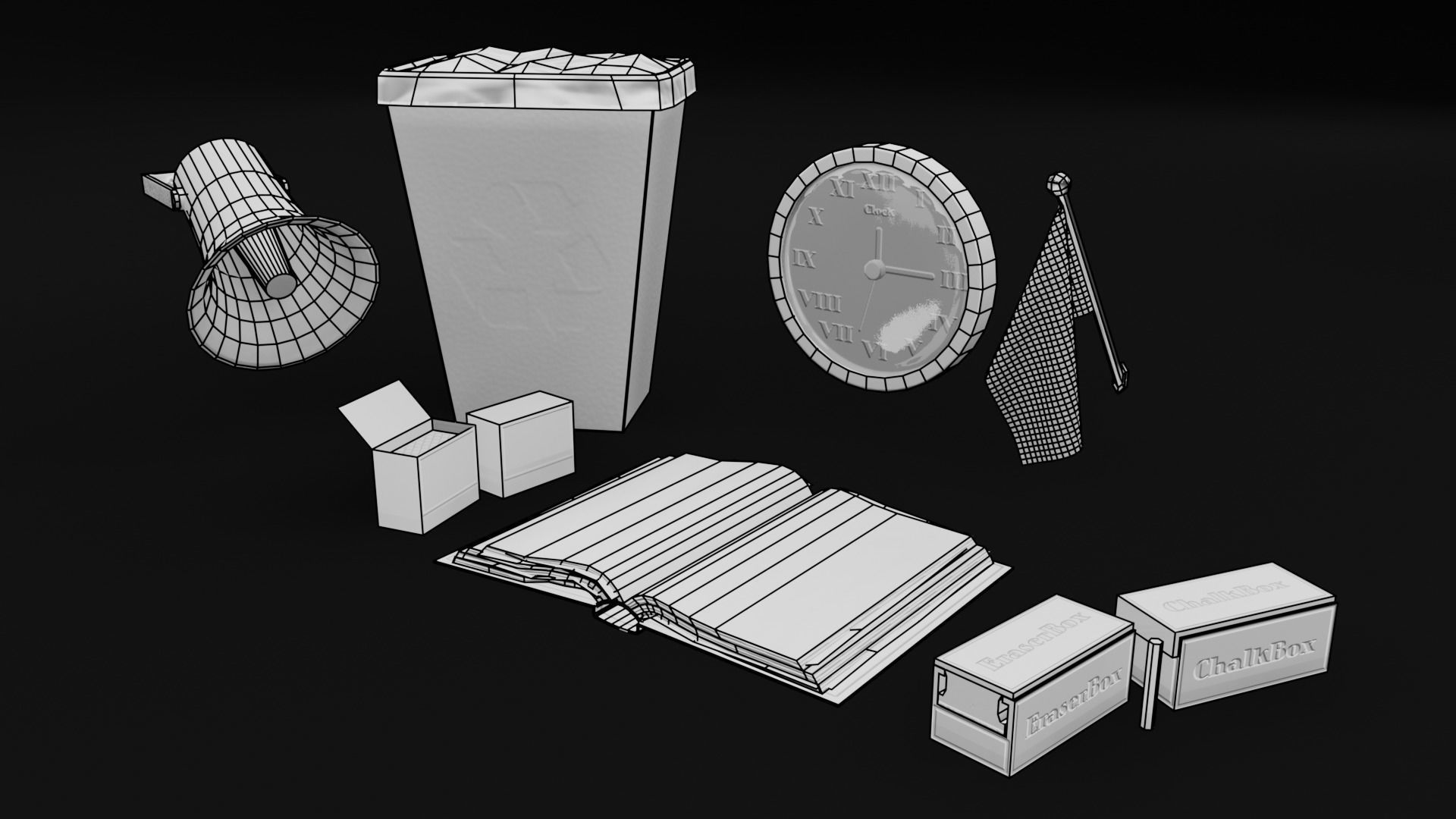 Vintage Classroom Set 3D Model Collection_27