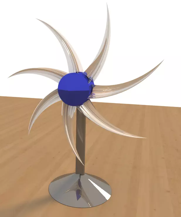 pinwheel2 wind turbine on wooden table Free 3D print model_0