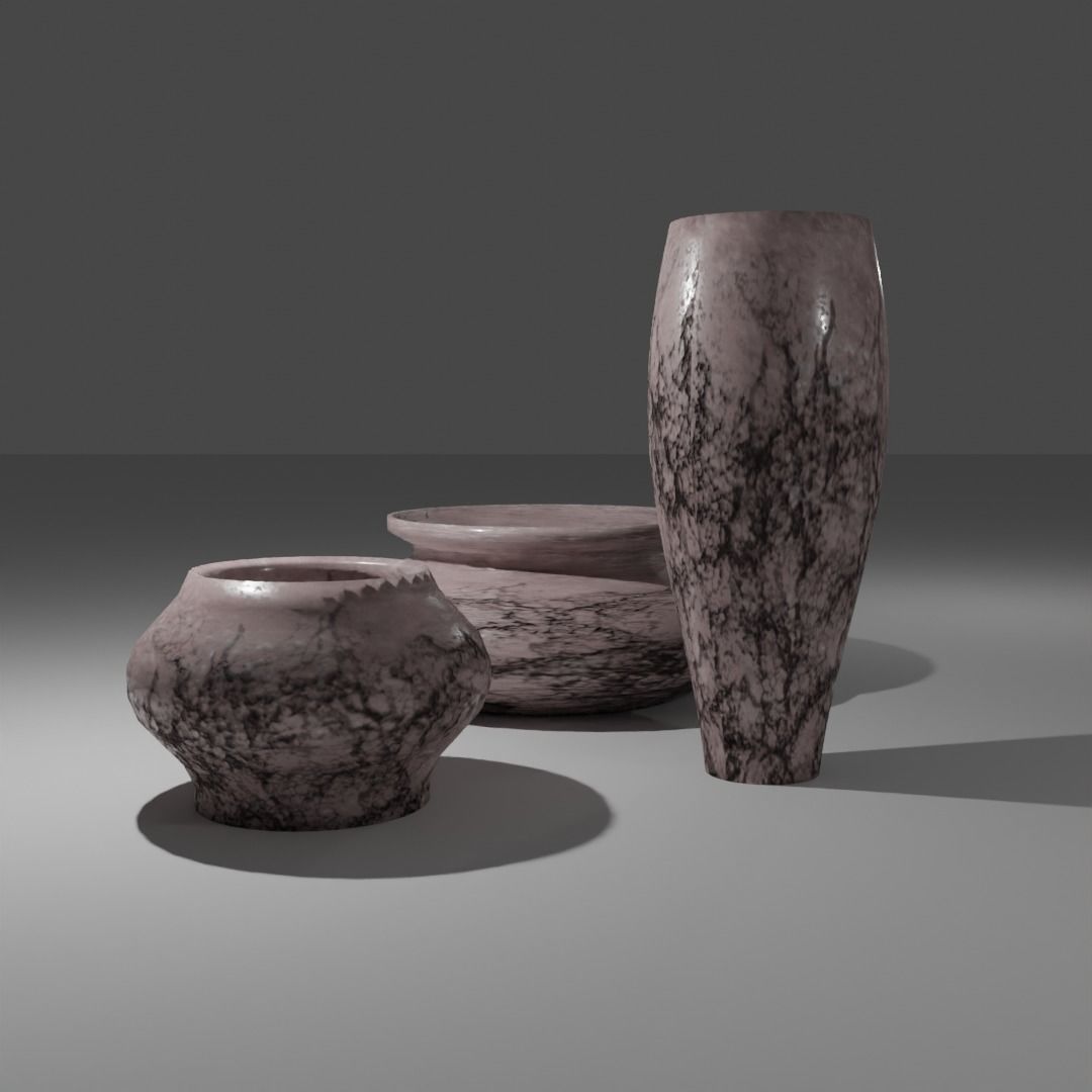 Ancient Pots Low-poly 3D model_5